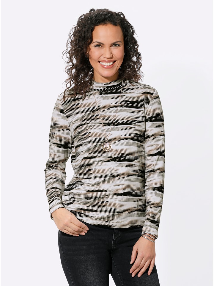 

Рубашка с воротником-стойкой и принтом цвета верблюжьей шерсти WITT WEIDEN