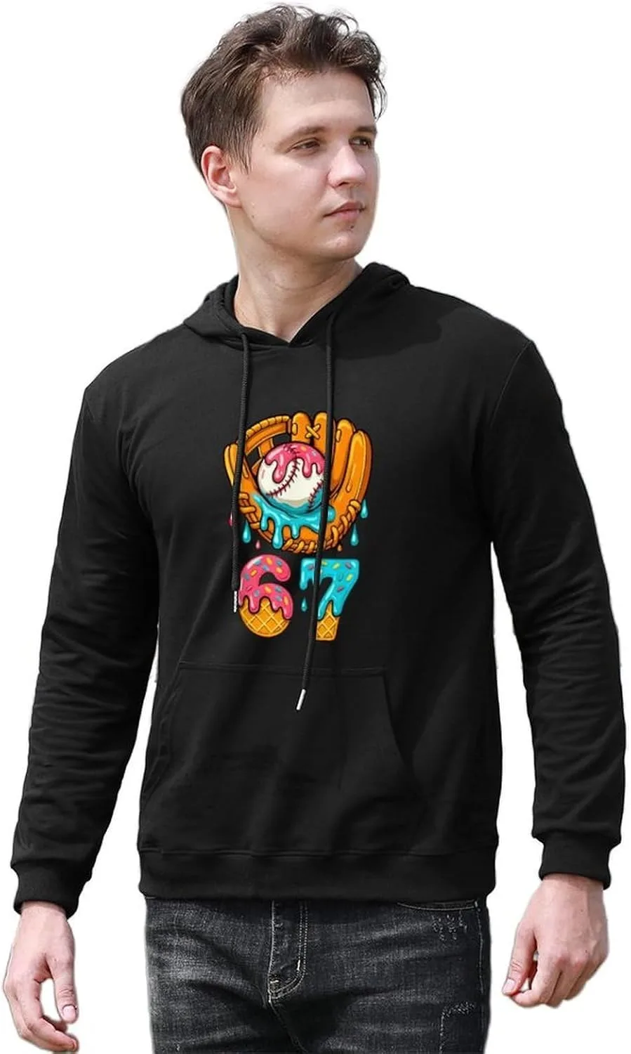 Толстовка с капюшоном 67 Ice Cream Drip, casual, мягкая, с карманом — фото 4