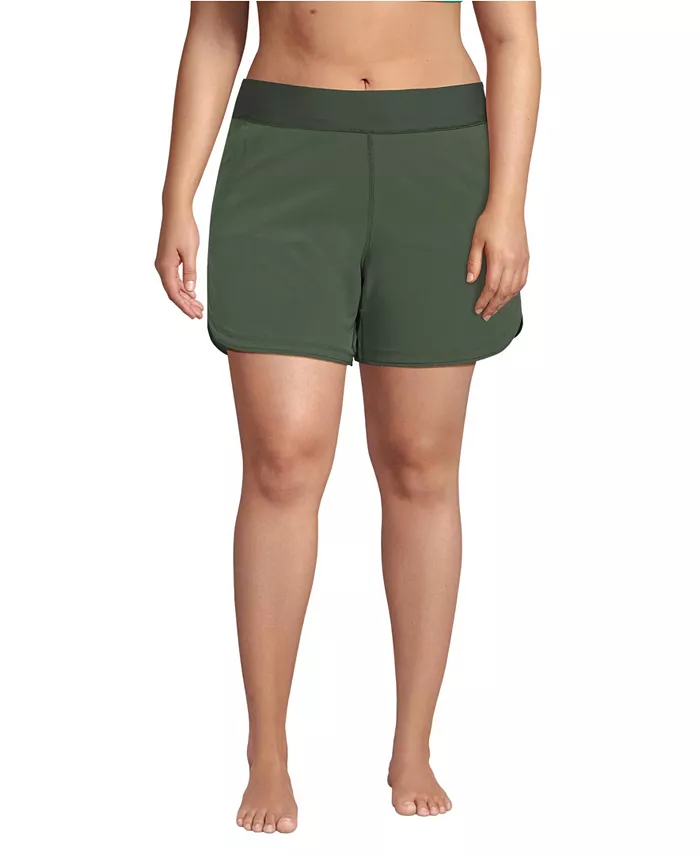 

Женские шорты для плавания 5" с нижним бельем Plus Size Lands' End, зеленый
