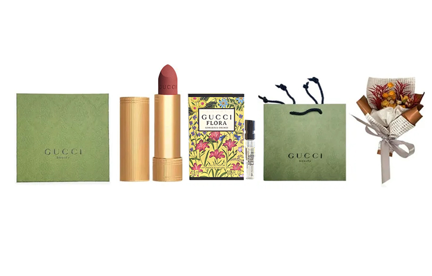 

Набор матовой помады из трех штук с сухоцветами Pouring Color, легко растушевывается, стойкий макияж GUCCI