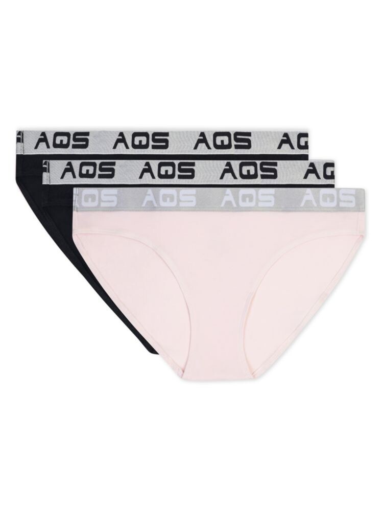 

Комплект из 3 трусиков бикини в рубчик с логотипом Aqs, цвет Pink Black Combo