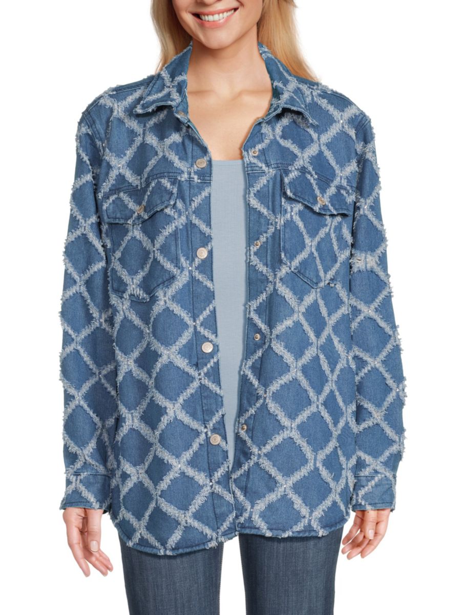 

Джинсовая куртка с ромбовидным узором STOOSH, цвет Deep Blue