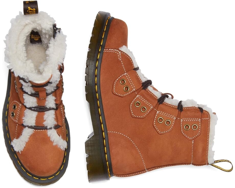 Туфли на плоской подошве Dr. Martens 1460 Lace To Toe Fur Lined Boots, желто-коричневый — фото 2