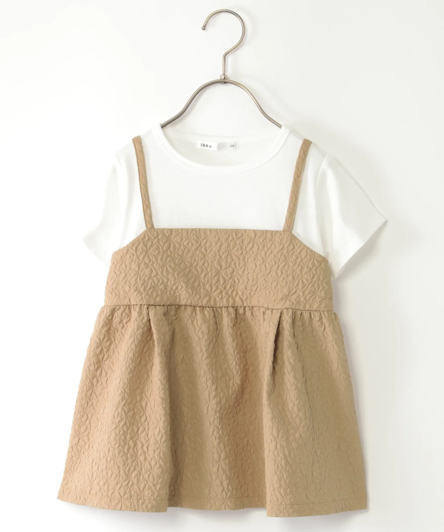 Детский топ с камисолом из фукре-жакарда ikka Fukure-Jacquard-Cami-Docking-Pullover бежевый