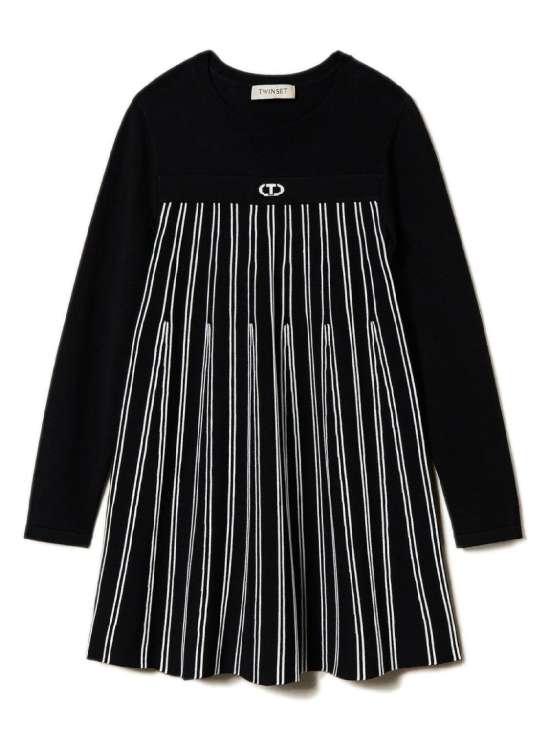 

TWINSET Kids трикотажное платье в полоску, черный