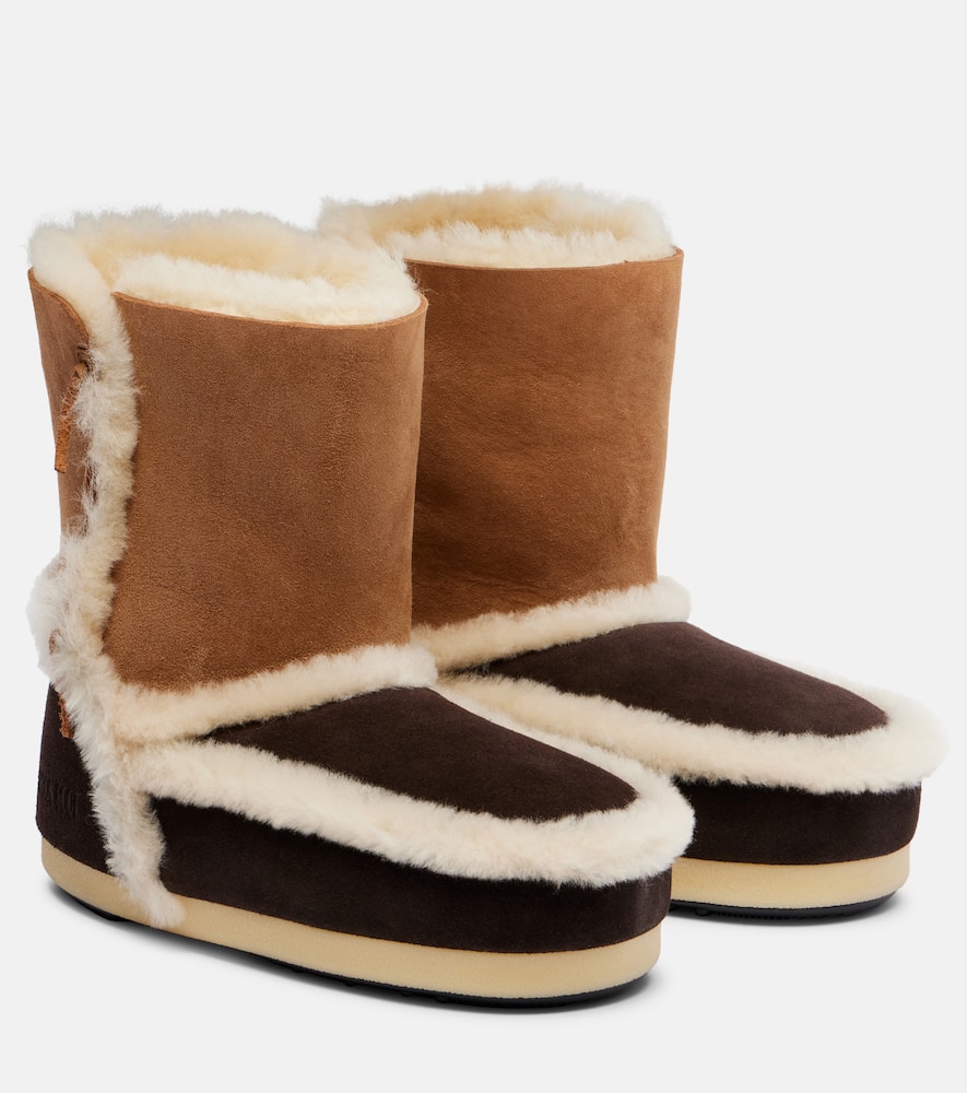 EVX замшевые ботинки щиколотки с отделкой из овчины Moon Boot, Dark Brown/Cognac