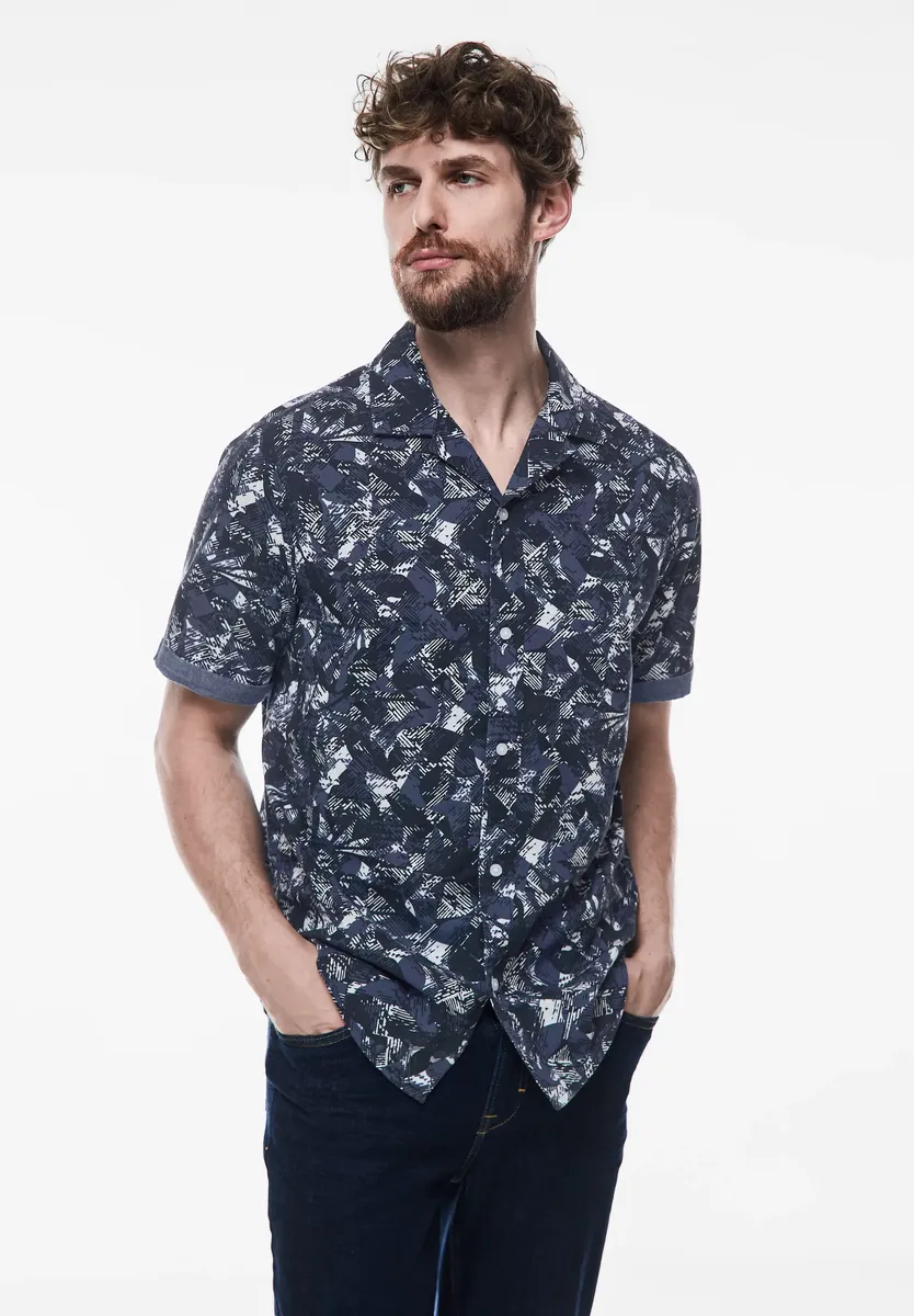 

STREET ONE MEN рубашка с короткими рукавами, из чистого хлопка, синий