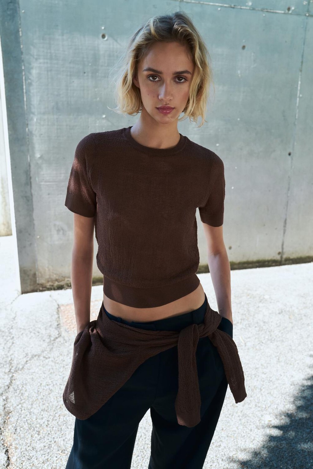

Трикотажный топ ZARA, коричневый