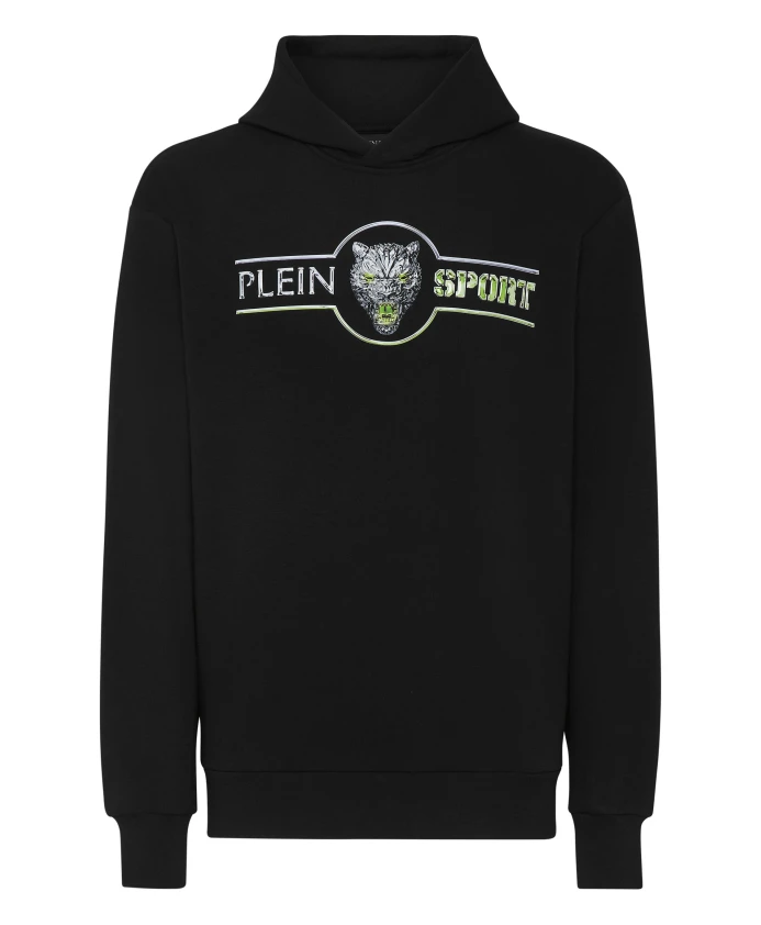 

Толстовка с капюшоном, хромированная, с царапинами. Plein Sport, черный