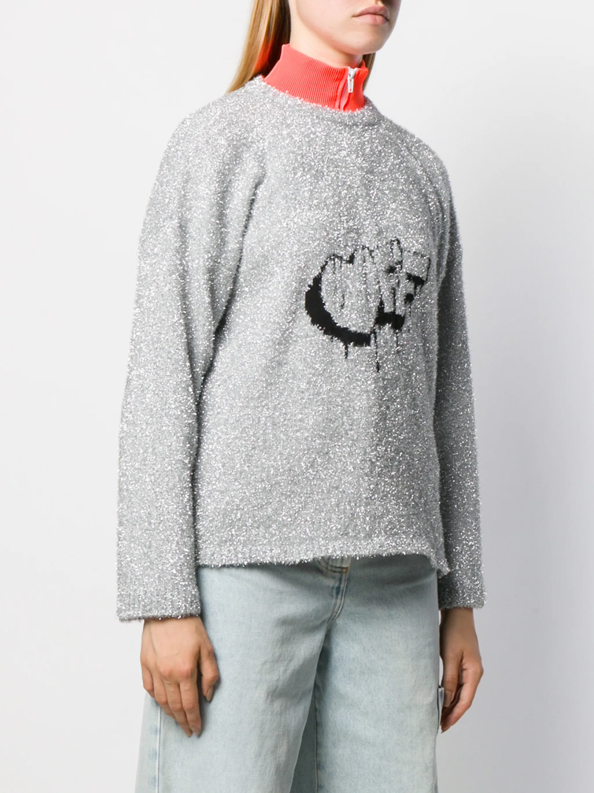 Джемпер Off с круглым вырезом Off-White, серебристый — фото 3