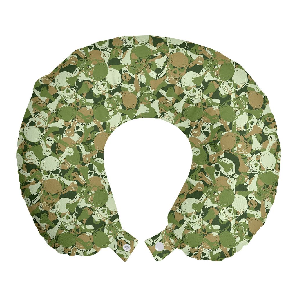 

ABAKUHAUS Camo Travel Pillow Подушка для шеи, мимолетный жуткий камуфляж, пенопластовый дорожный предмет для самолета и автомобиля, 30x30 см, Светло-зеленый бледно-коричневый