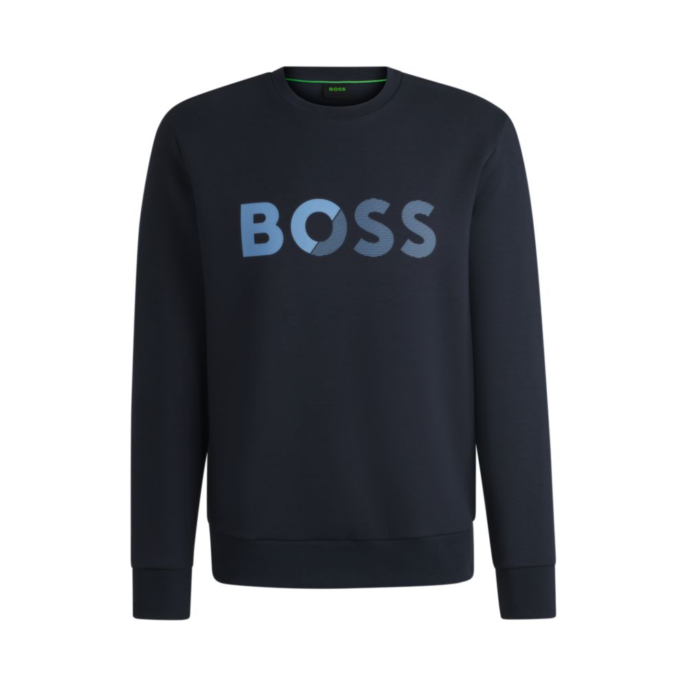 

Толстовка прямого кроя с логотипом BOSS, темно-синий