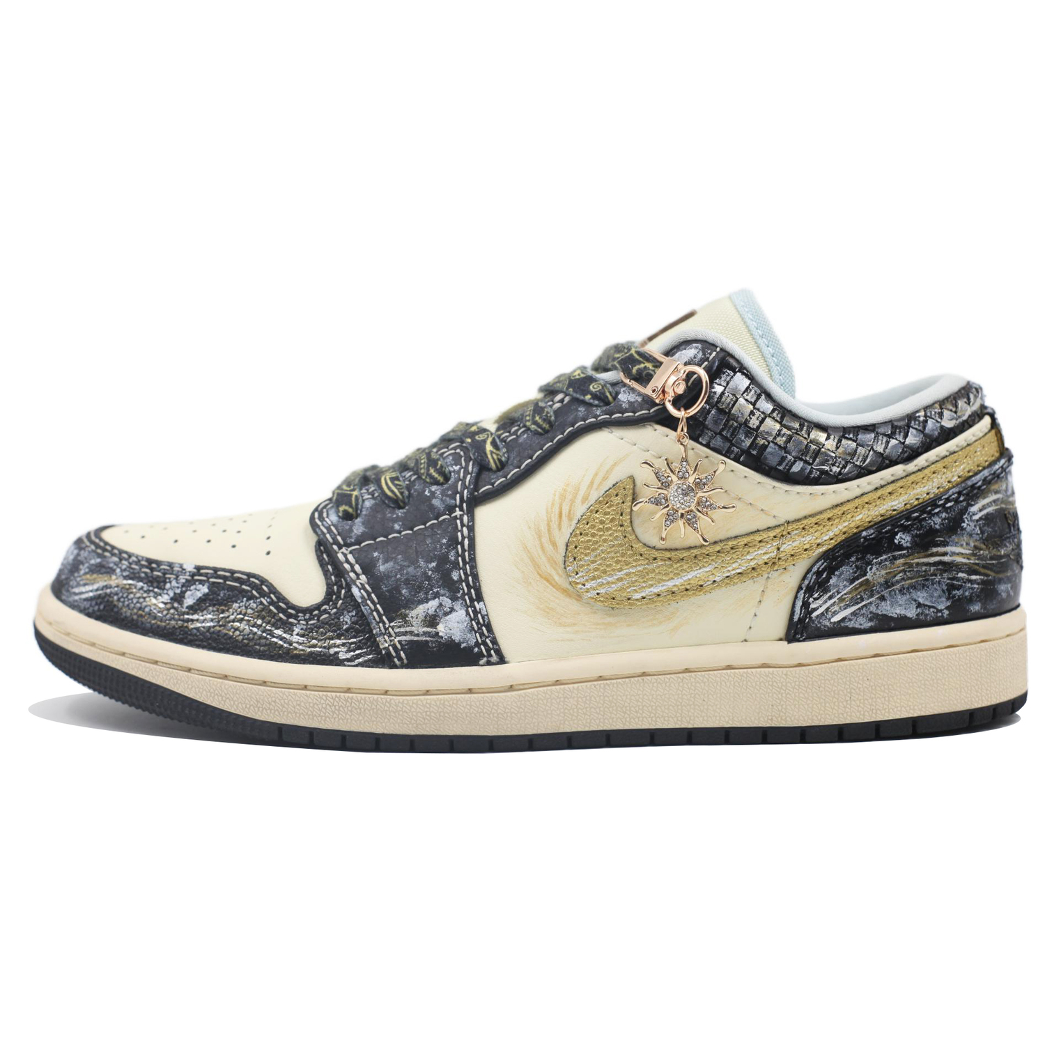 

Jordan Баскетбольные кроссовки Air 1 Sun God Low Top Vintage, мужские, черно-золотые