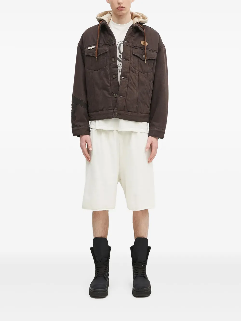 

Джинсовая куртка с аппликацией AAPE BY *A BATHING APE, коричневый