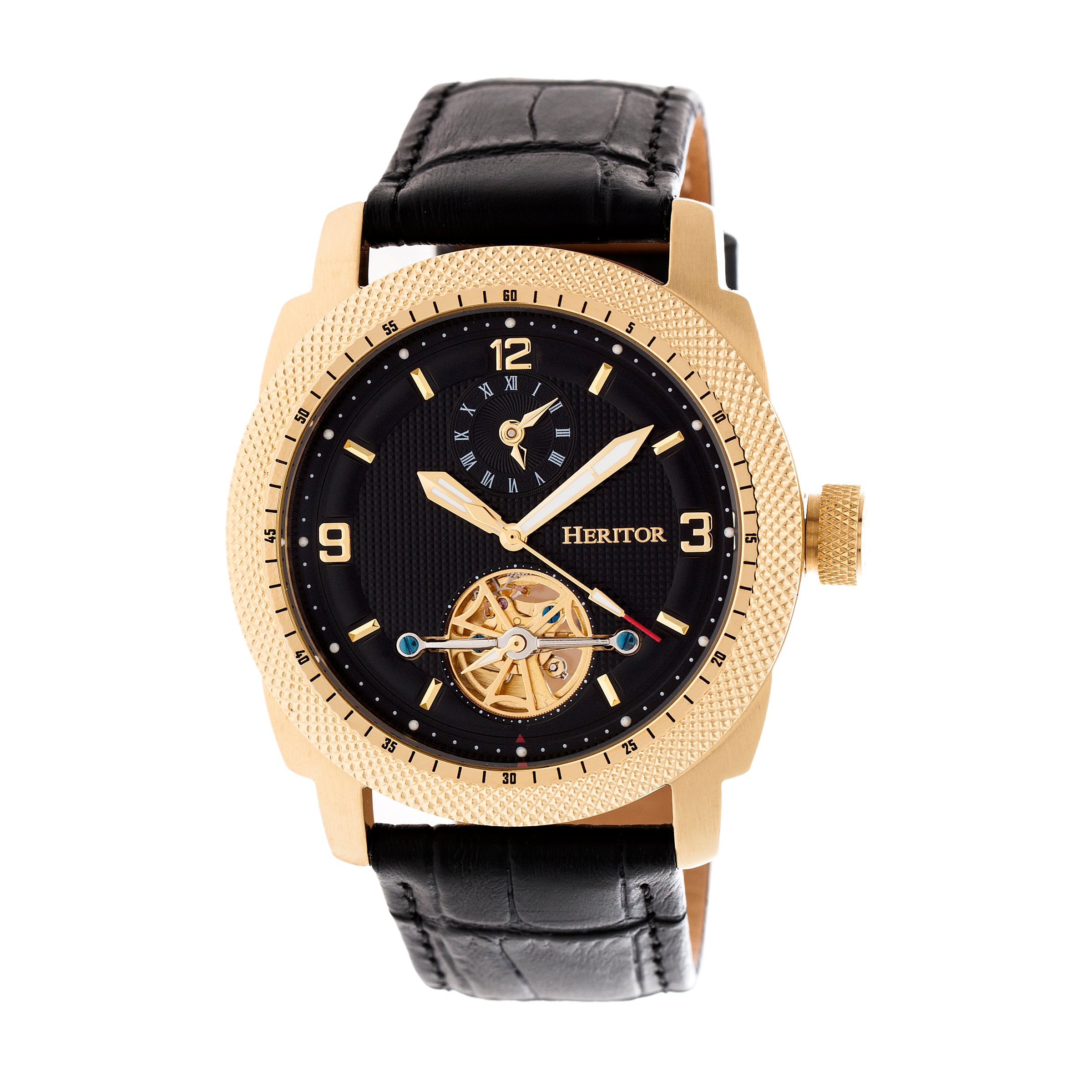 

Часы Helmsley Semi-Skeleton с кожаным ремешком Heritor Automatic, золотой