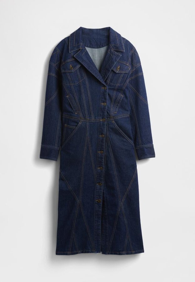 Платье GAP GAPSTUDIO SEAMED DENIM MIDI SHIRTDRESS, Dark Wash Indigo/Dark-Blue Denim — фото 2