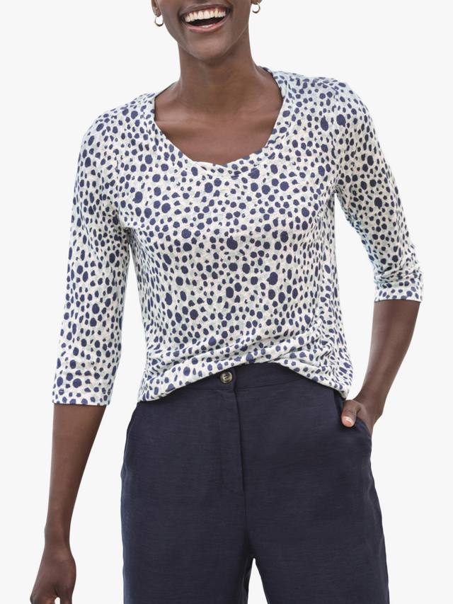 

Топ из чистого льна с принтом спот Pure Collection, Navy/Multi