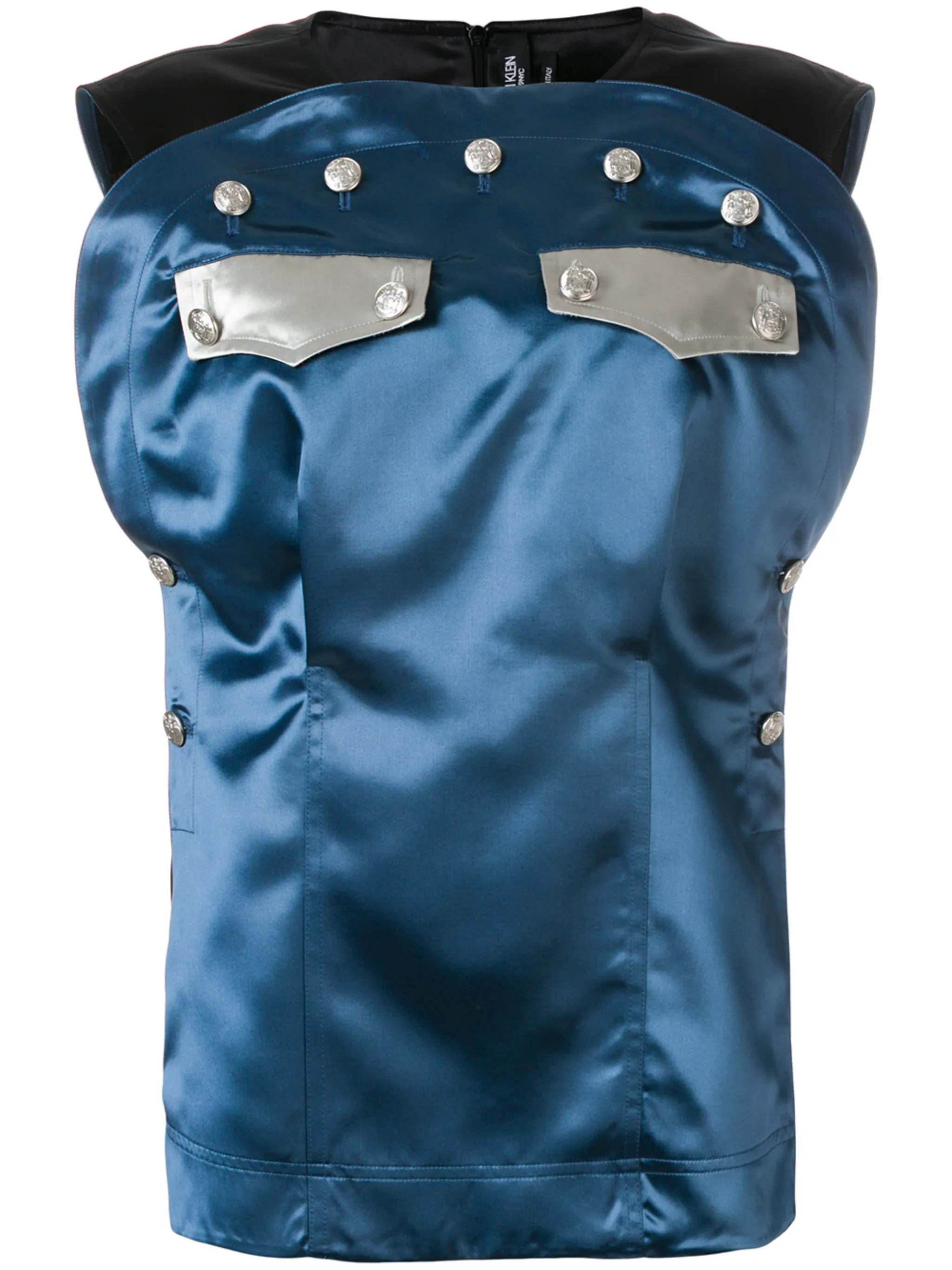 

Топ с контрастной вставкой и декором из пуговиц Calvin Klein, синий