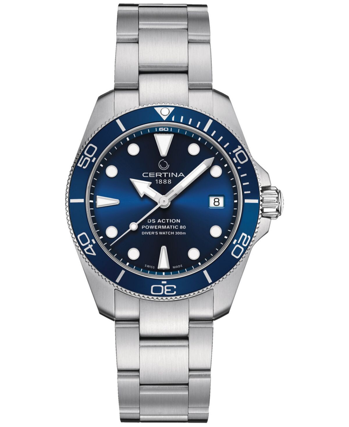 

Унисекс Швейцарские автоматические часы DS Action Diver с браслетом из нержавеющей стали, 38 мм Certina, синий