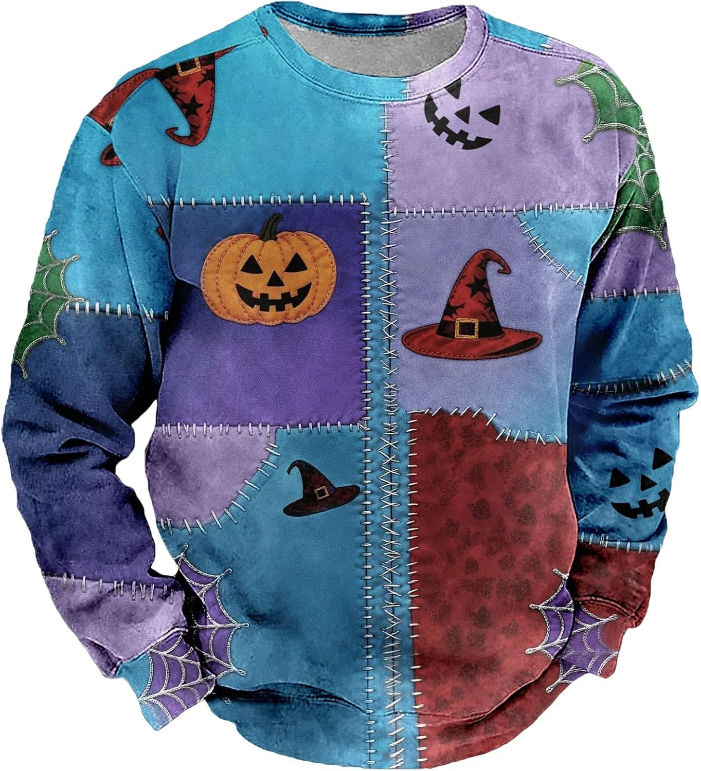 Мужской свитер Pullover в стиле Casual Streetwear с эффектом потертости и пэчворком — фото 2