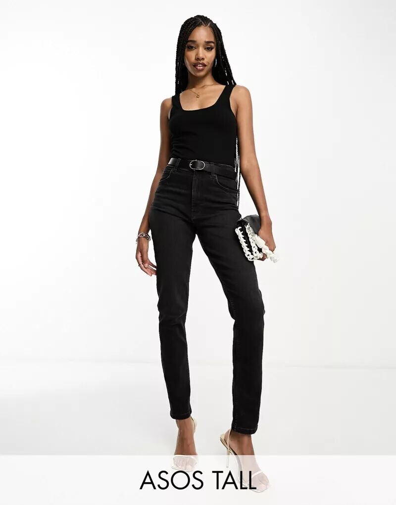 

Черные узкие джинсы Mom ASOS DESIGN Tall