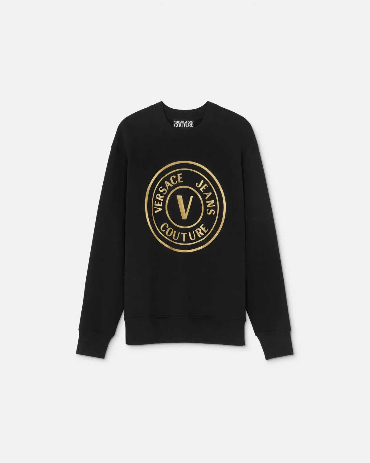 Свободный свитшот с V-эмблемой VERSACE, черный