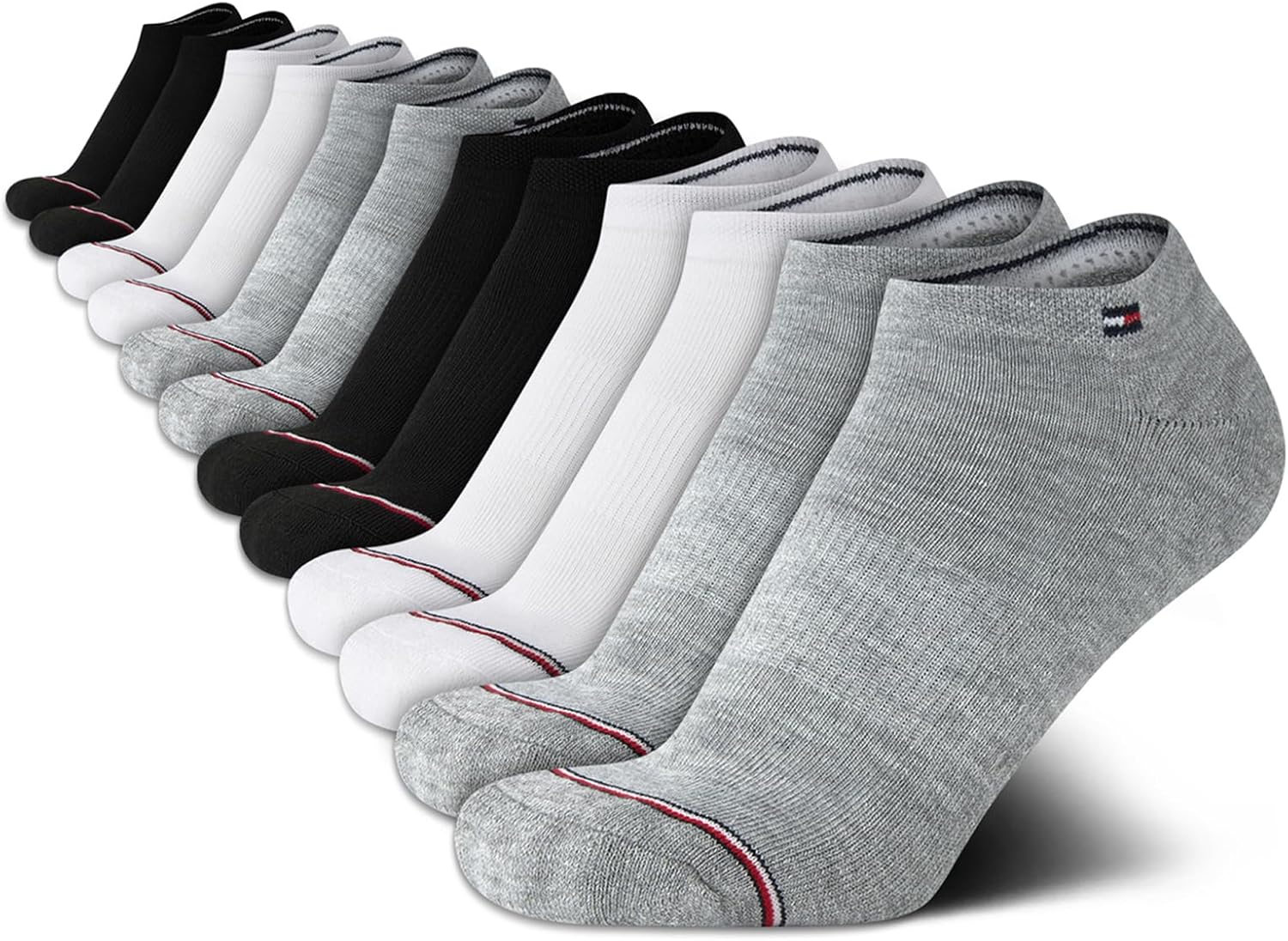 

Женские носки Tommy Hilfiger, непромокаемые, 12 шт., мягкие, эластичные, женские, спортивные носки до щиколотки, беговые носки для женщин, Heather Grey Multi