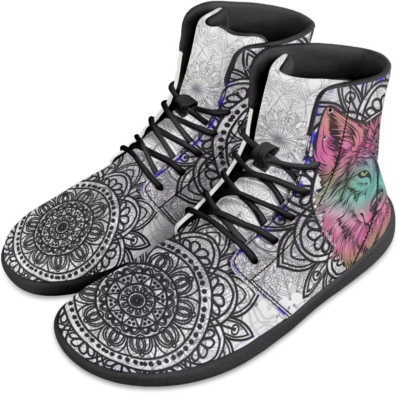 

Кроссовки Jeiento для мужчин и женщин с высоким верхом, босоножки в стиле бохо с мандалой, с широкой носочной частью, без подъема, повседневная обувь, кроссовки-тренеры, белый