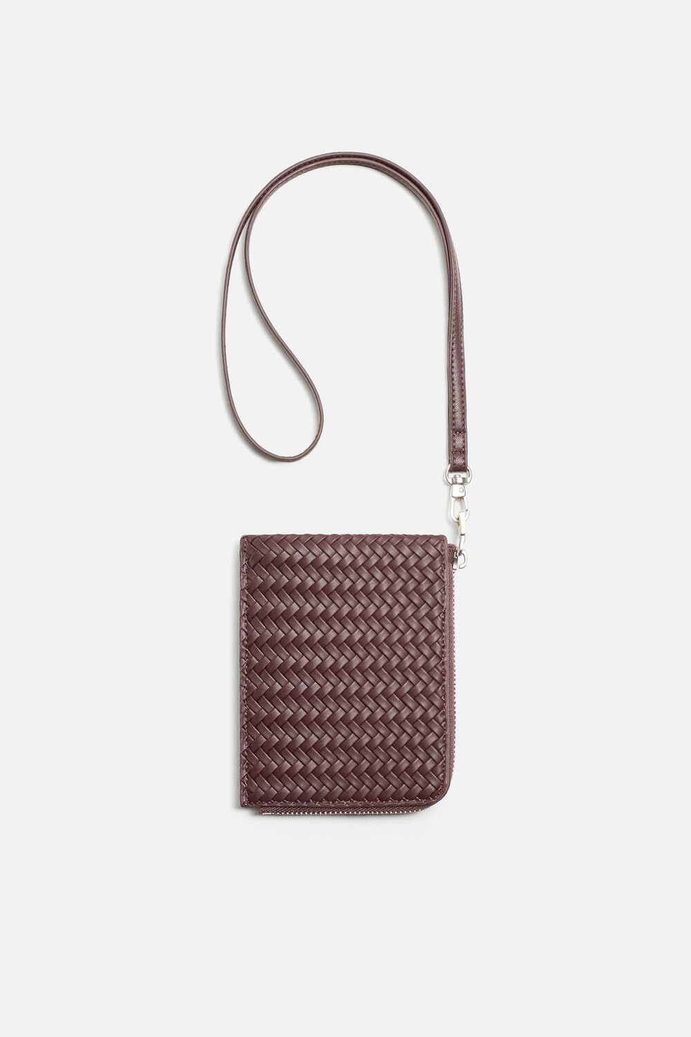 

Плетеный кошелек с молнией ZARA, коричневый