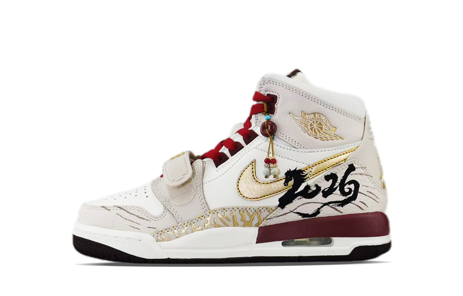 

Jordan Legacy 312 Leather Slip Resistant Abrasion Resistant High top детские баскетбольные кроссовки Gold для подростков