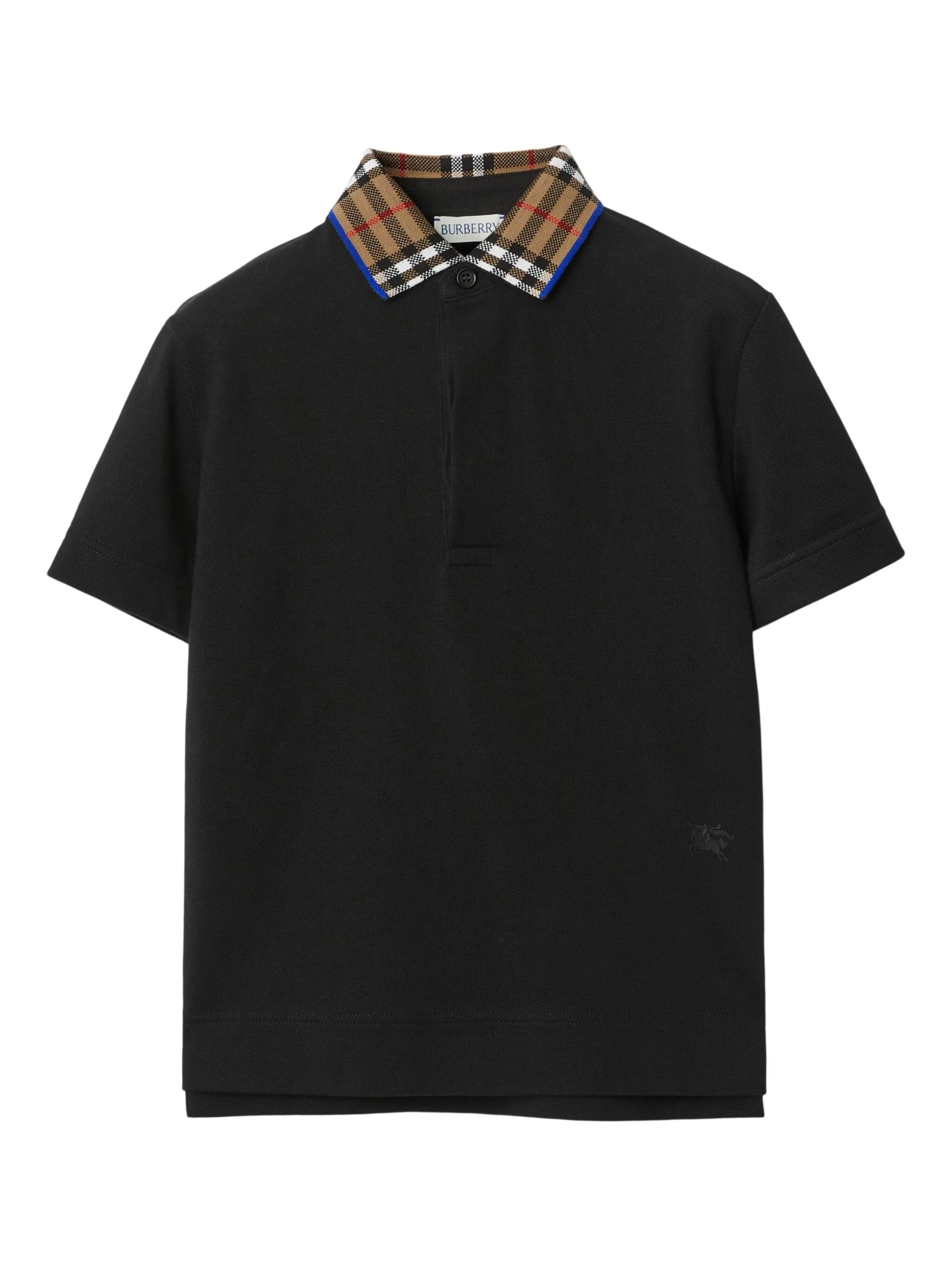 

Рубашка поло в клетку Burberry Kids, черный