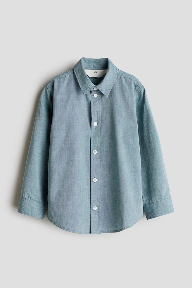 

Хлопковая рубашка с длинными рукавами H&M, бирюзовые