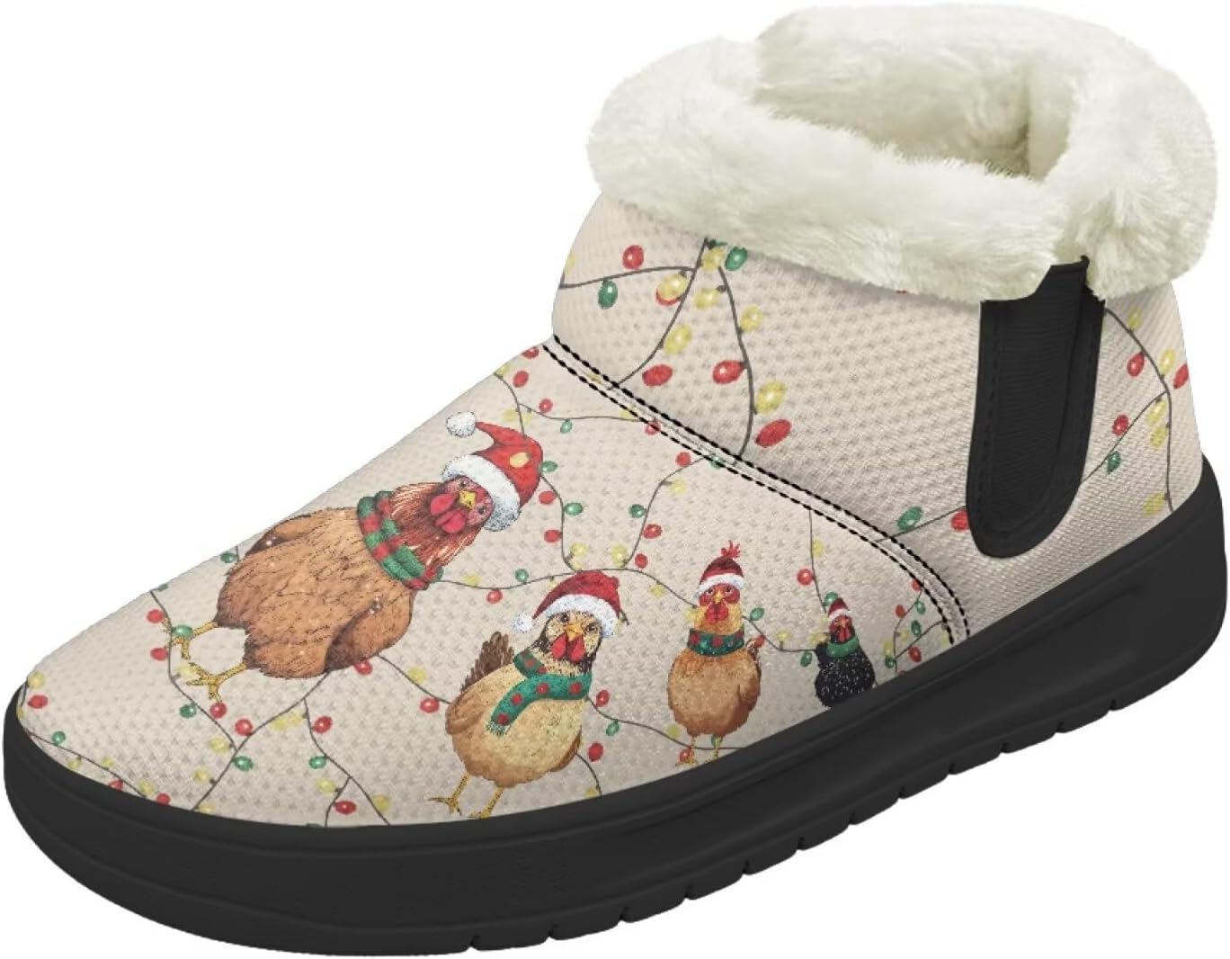 

Рождественские снежные ботинки Forchrinse для женщин и мужчин, зимние теплые ботильоны, удобные, с легким надеванием, походные ботинки, рождественская обувь, Christmas Rooster