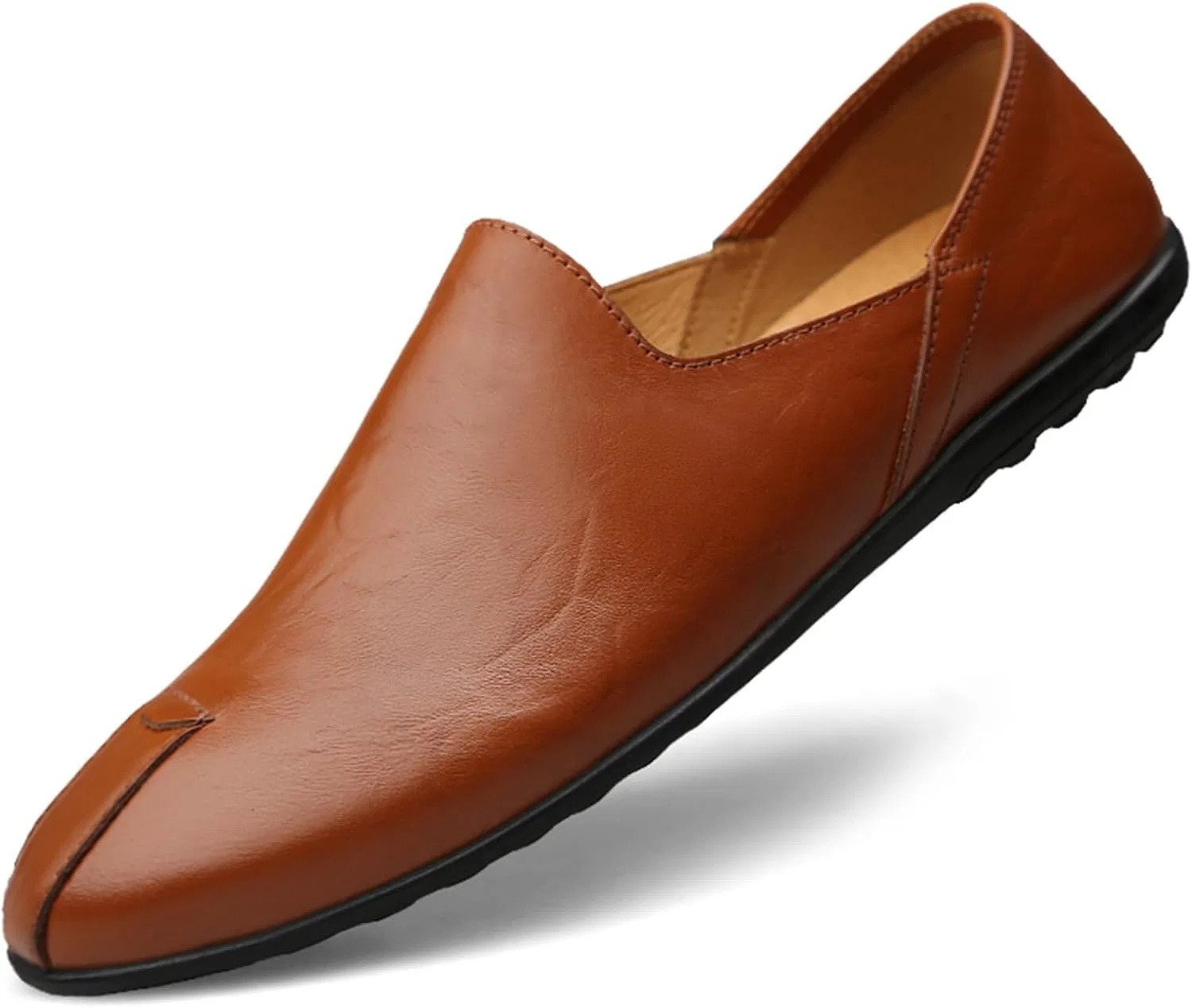Мокасины кожаные мужские Penny Loafers Moccasin Driving Shoes, красно-коричневый Abborora