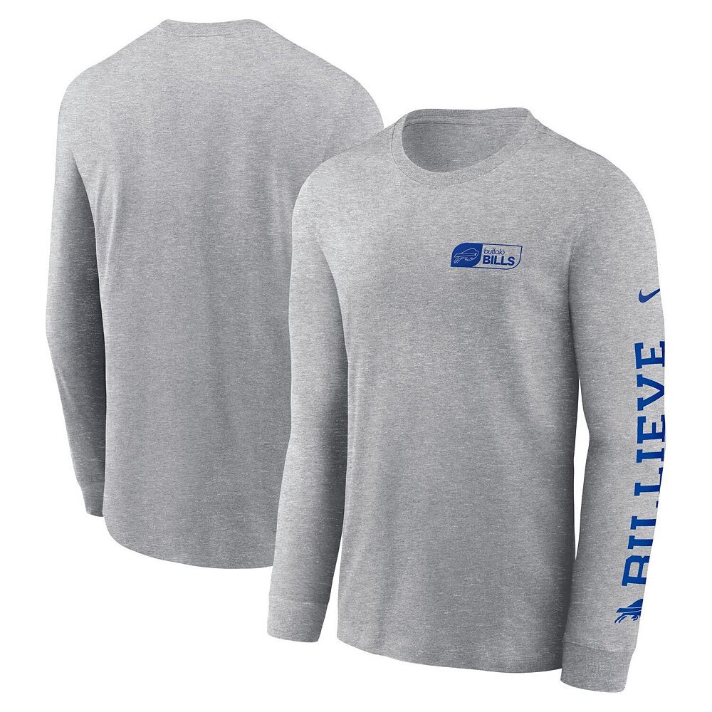 

Мужская футболка с длинным рукавом Nike Heather Grey Buffalo Bills All Out, цвет Bil Grey