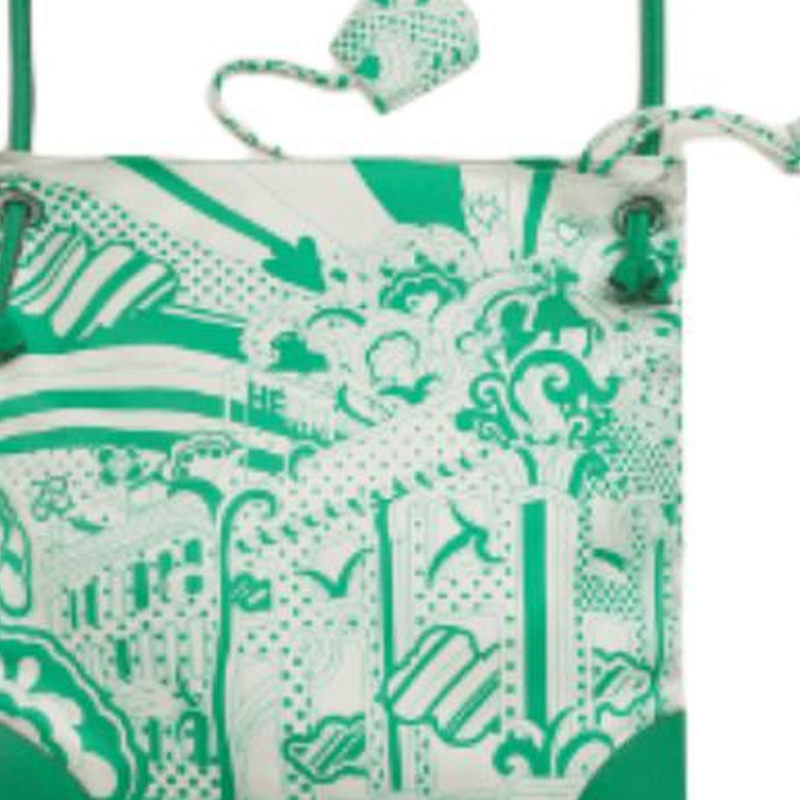 HERMES Шёлковая сумка через плечо с телячьей кожей, Mint Green & Dazzling Green — фото 2