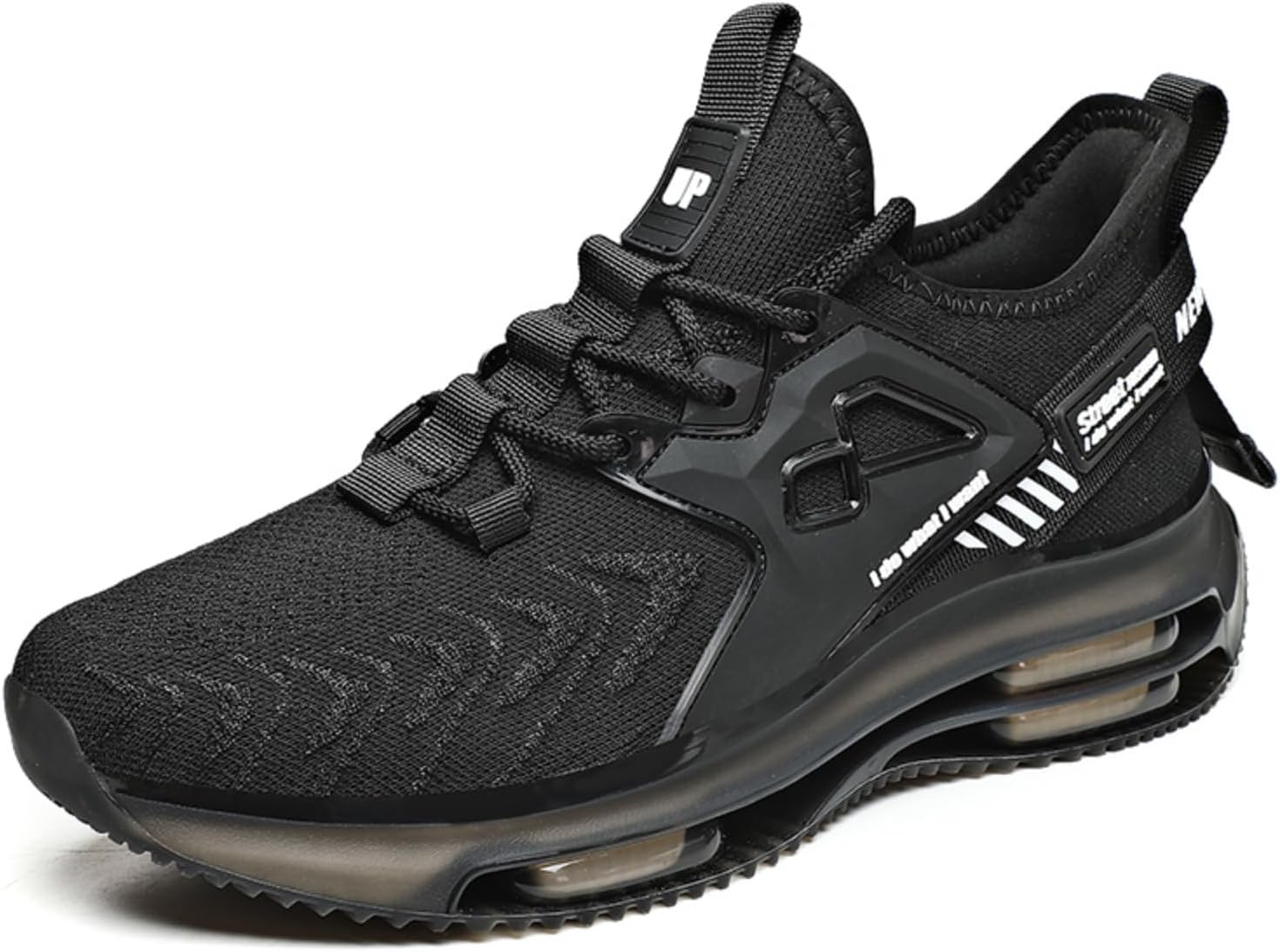 

Мужские высококачественные кроссовки для ходьбы, с двойной воздушной подушкой, легкие для тренировок, дышащие модные повседневные кеды из сетки Khwfjas, черный