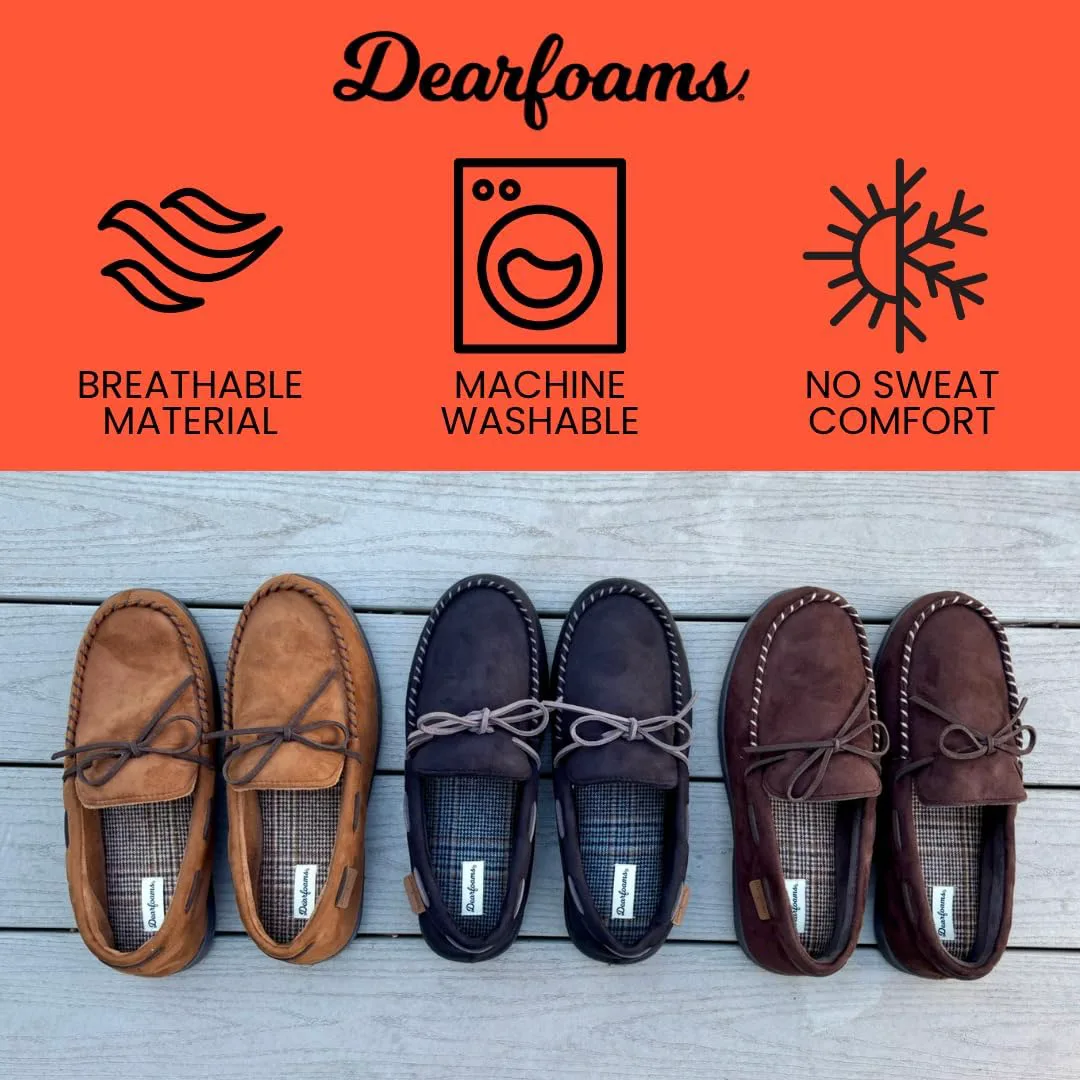Мужские мокасины Dearfoams из микросуэда с завязками, коричневый — фото 3
