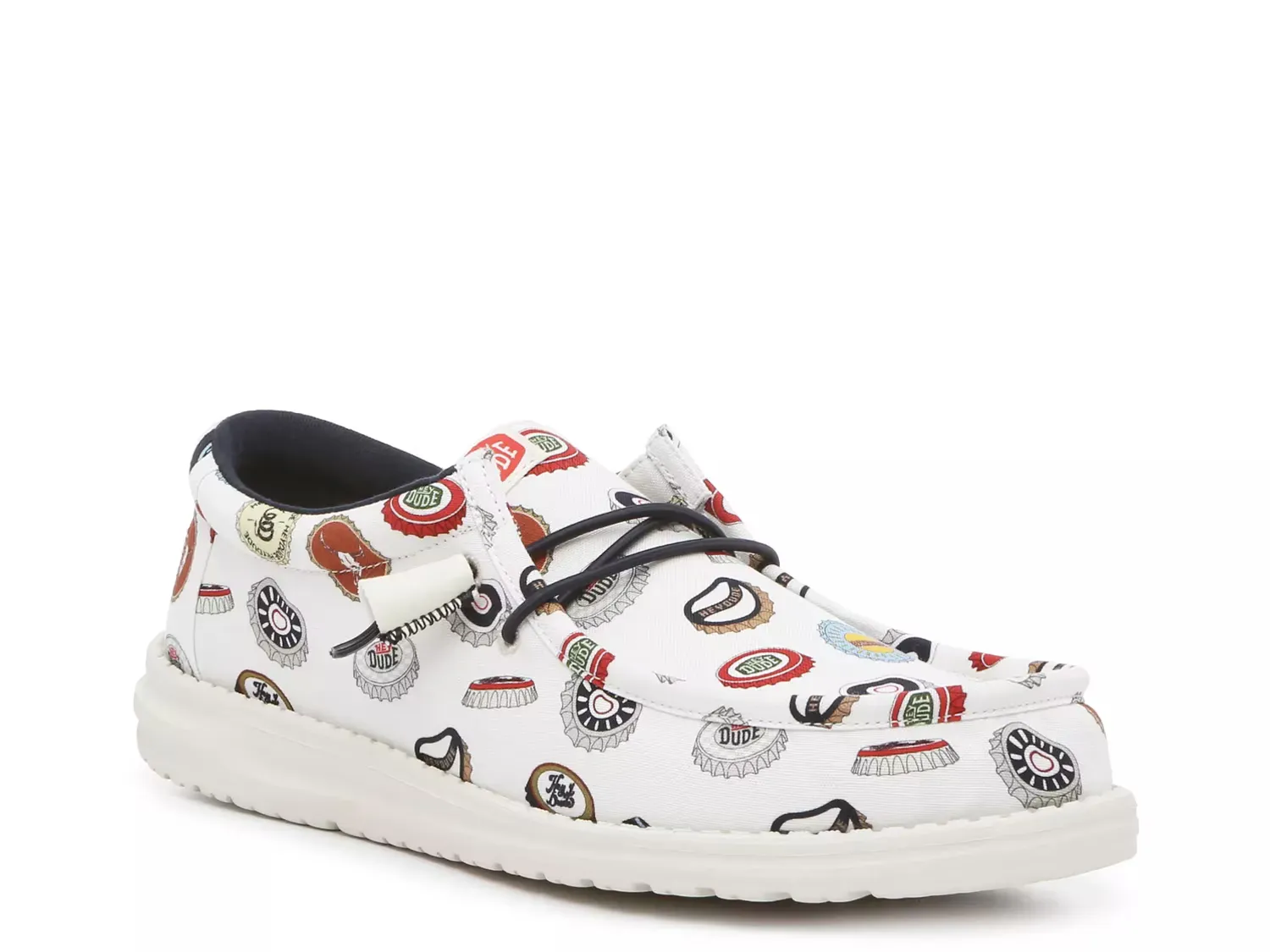 

Wally Spring Breaker Beer Bash Slip-On Кроссовки - мужские Heydude, White/Multicolor Bottle Cap Print