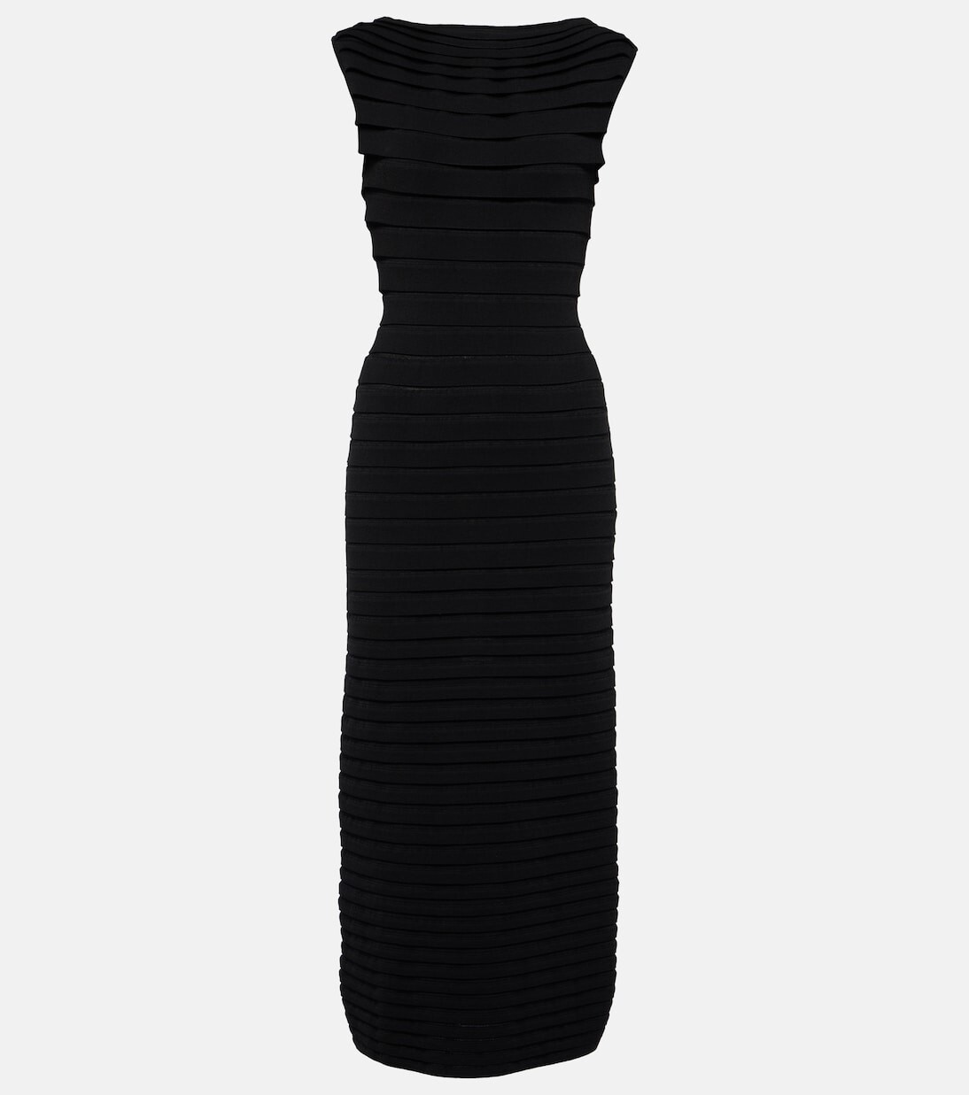 

Полосатое платье миди Alaïa, черный