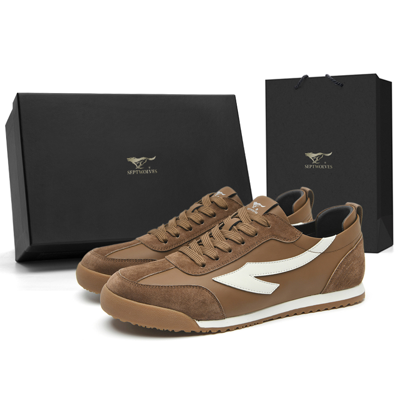 

SEPTWOLVES Коричневые мужские низкие кеды, цвет Brown (Standard Leather Shoe Size)