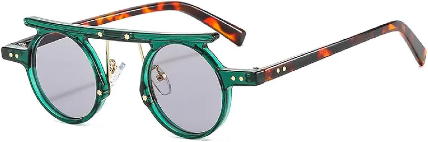 

Солнцезащитные очки с защитой от УФ-излучения UV400 | Маленькие круглые панк-очки, светло-серые | Для женщин и мужчин, для занятий спортом на открытом воздухе и вождения DSVIGF, Green-lightgray