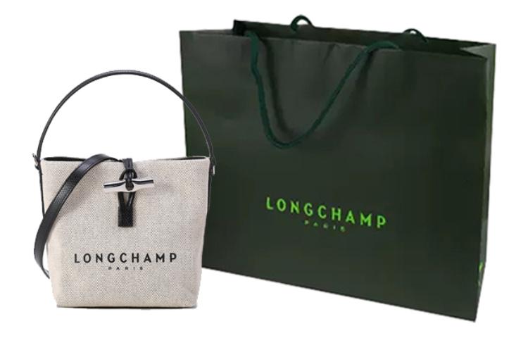 

LONGCHAMP Маленькая сумка ведро из канвы Розо