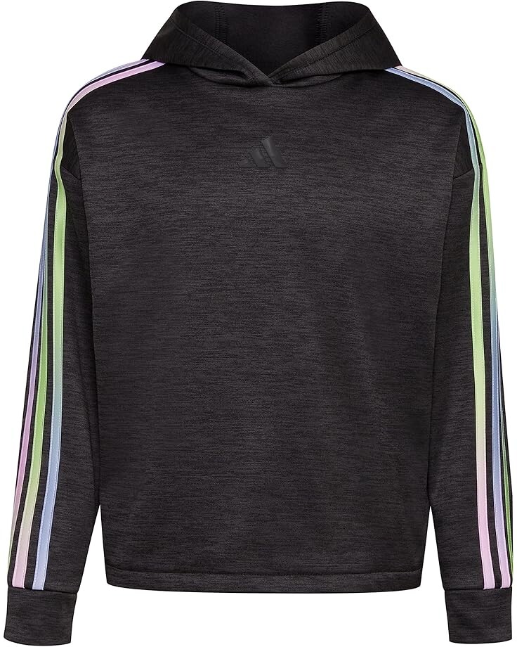 

Пуловер adidas Kids 3-Stripes Hooded Game&Go Poly Melange Fleece Pullover, цвет Black/Color