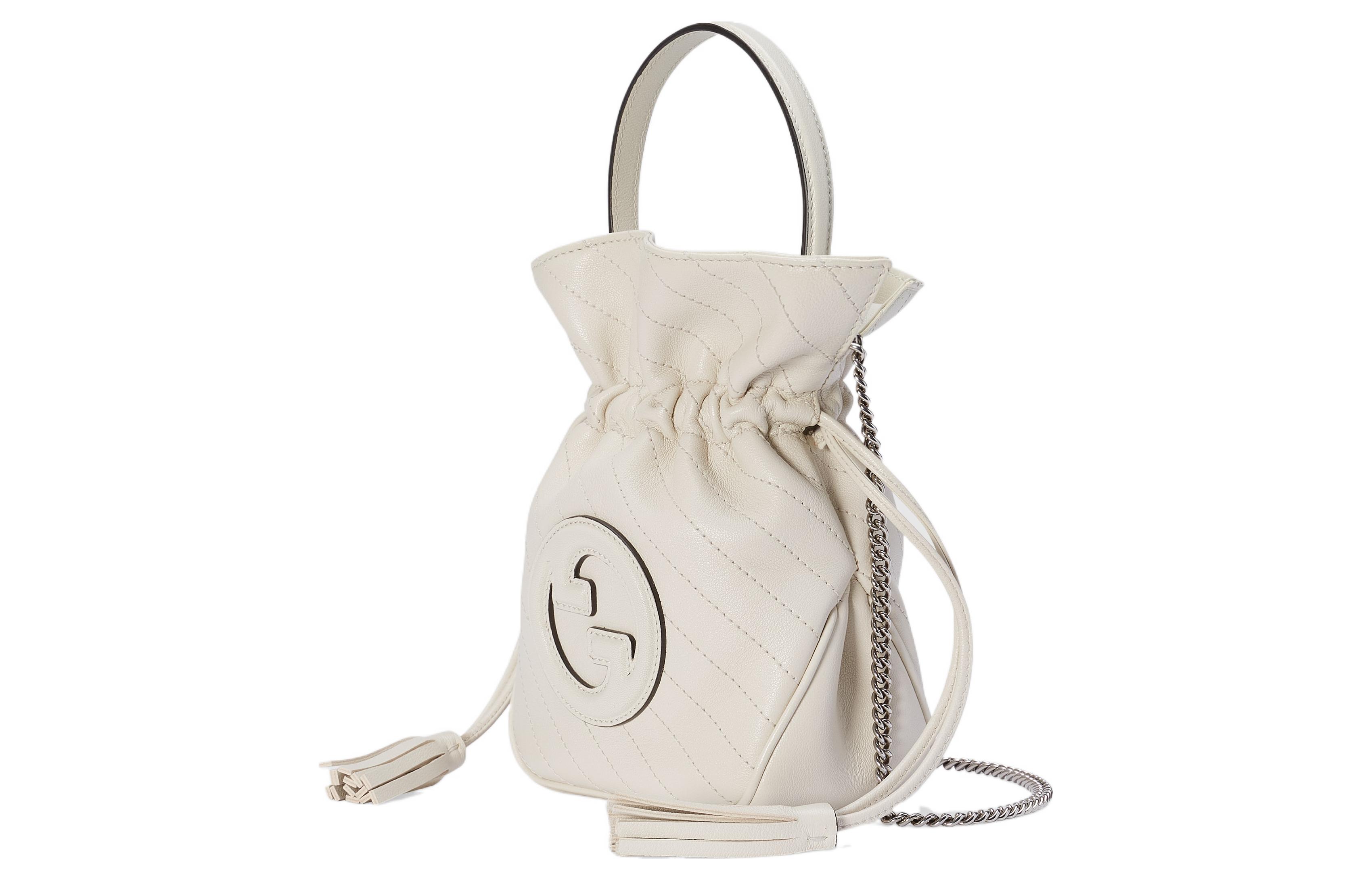 Мини-сумка-ведро из белой кожи GUCCI — фото 2