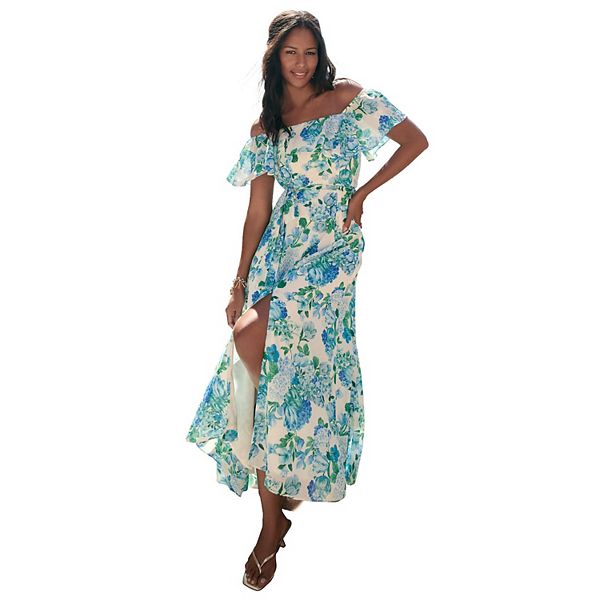 

Женское платье макси из шифона с рюшами plus size Roaman'S