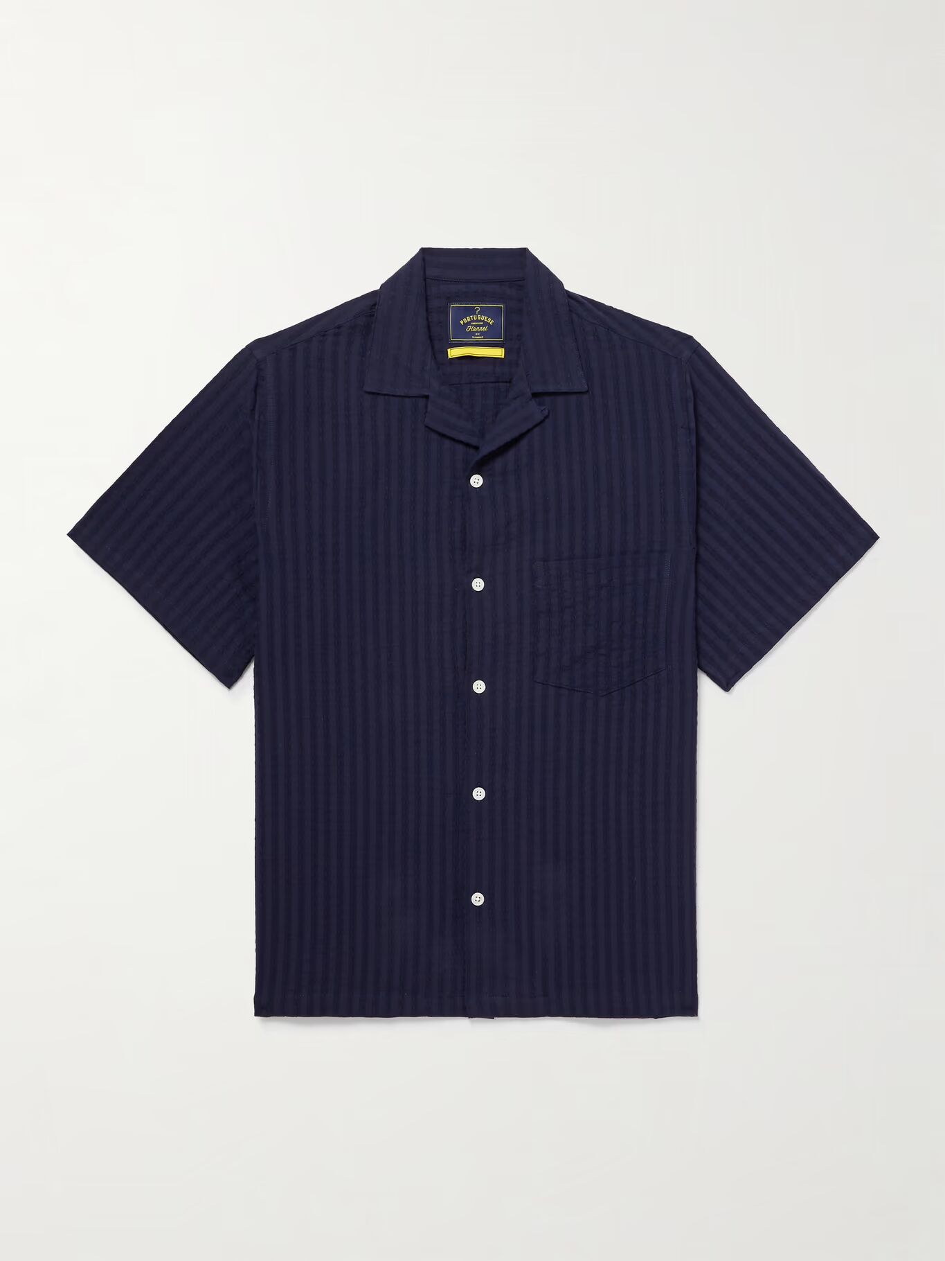 

Текстурированная хлопковая рубашка с воротником-трансформером Mondego PORTUGUESE FLANNEL, темно-синий