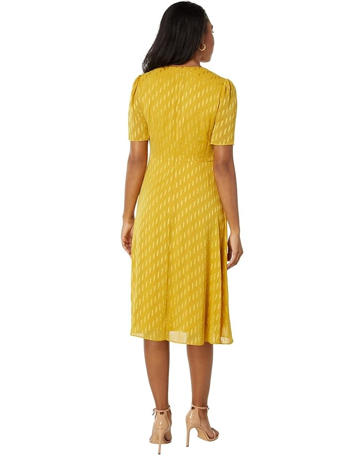 

Платье London Times Fit-and-Flare Draped Neck Midi Dress, цвет Topaz
