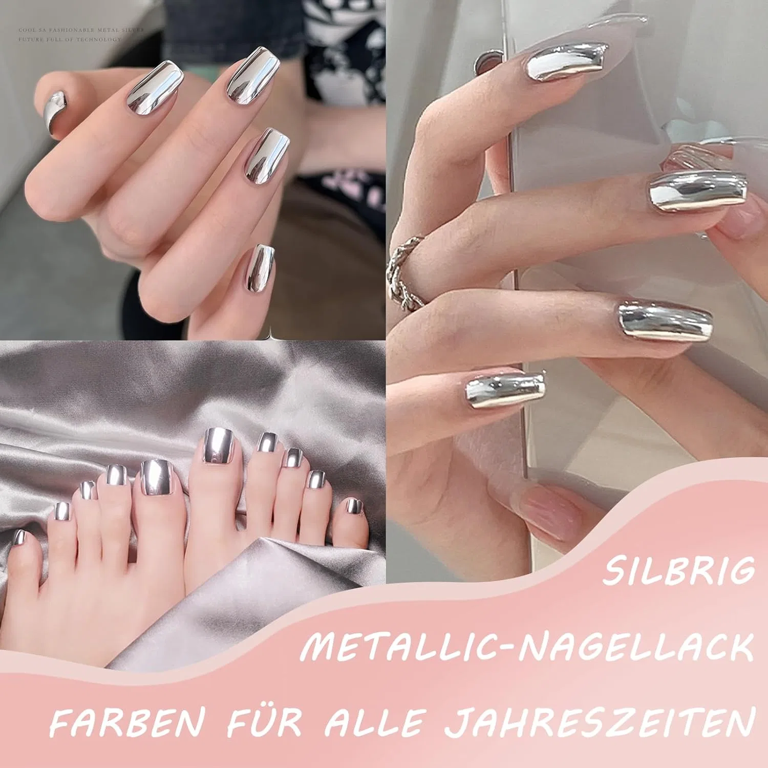 Серебряный зеркальный лак для ногтей металлик, 7 мл Virellay, Silver — фото 3