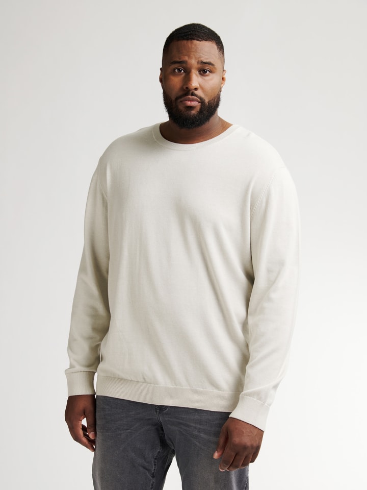 

Petrol Industries Пуловер большого размера с круглым вырезом от Rhinelander, белый